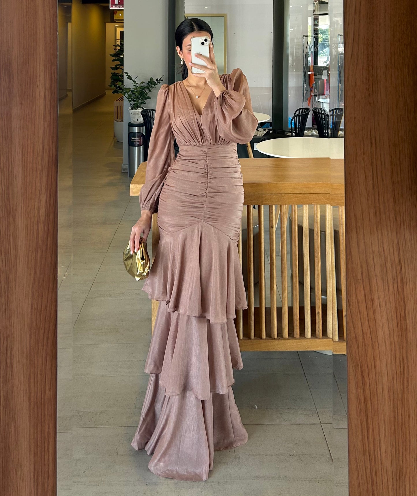 Vestido Gala Taupe